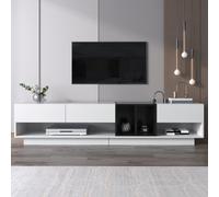 Matteo Modern High-Gloss Black & White Tv Unit With Drawers & Open Storage (190Cm)