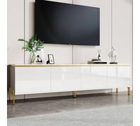 Matteo Modern High-Gloss TV Stand with 4 Doors & Cable Management - White Matteo White