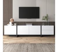 Matteo Modern High-Gloss White & Black Tv Cabinet With Storage Doors & Drawers, 190Cm Wide