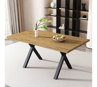Matteo Modern Industrial Oak & Black Dining Table with Crossed Legs Matteo Black