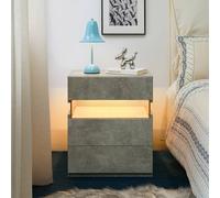 Matteo Modern LED Bedside Table - Grey with Acrylic Board & 3 Drawers Matteo Grey