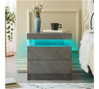Matteo Modern LED Bedside Table with 2 Drawers - Grey Nightstand Matteo Grey