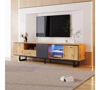 Matteo Modern Lowboard TV Cabinet with LED Lights, Grey & Wood Matteo Multicolor