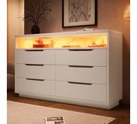 Matteo Modern Marbled Sideboard With 6 Drawers, Rgb Led Lighting & Shelves, 85X120X40 Cm, White