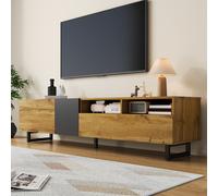 Matteo Modern Media Cabinet 3 Doors 2 Open Compartments in Dark Grey Matteo Dark Grey