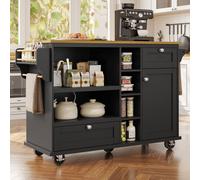 Matteo Modern Mobile Kitchen Dining Trolley - Black, Storage Drawers & Wheels in Black Matteo Black