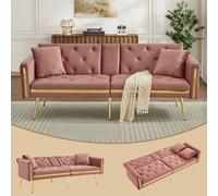 Matteo Modern Pink Velvet Loveseat - Gold Trim - Convertible Sofa Bed Matteo Pink