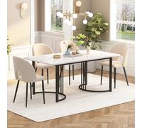 Matteo Modern Rectangular Dining Table with Adjustable Feet, 140 x 80cm in White | Size: 140 x 80 cm Matteo White 140 x 80 cm