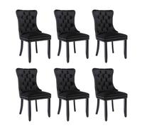 Matteo Modern Set of 6 Black Velvet Button Tufted Dining Chairs Matteo Black