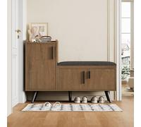 Matteo Modern Shoe Bench Storage Cabinet with Adjustable Shelves, Natural Matteo Natural