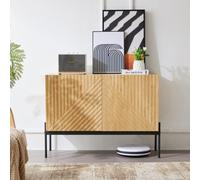 Matteo Modern Sideboard Cabinet With 2 Doors, Adjustable Shelves, Natural Finish & Metal Legs, 100Cm Wide