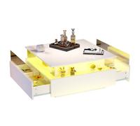 Matteo Modern Square White Led Coffee Table With 2 Sliding Drawers & Storage