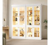 Matteo Modern Tall Display Cabinet with LED Lighting & Anti-Tip - White Matteo White