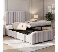 Matteo Modern Upholstered Single Ottoman Storage Bed Frame - Light Grey Matteo Light Grey Single