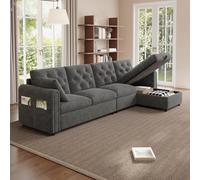 Matteo Modern Velvet L-Shaped Corner Sofa with Storage Chaise - Grey Matteo Grey