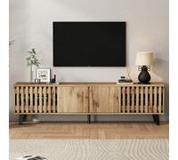 Matteo Modern Vintage 180Cm Tv Stand With 4 Doors & 9 Shelves For 70-Inch Tvs - Natural Wood Effect Sideboard