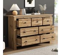 Matteo Modern Vintage 7-Drawer Sideboard Cabinet - Wood Effect Storage For Living Room, Kitchen & Hallway (152X40X88.5Cm)