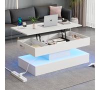 Matteo Modern White Coffee Table with LED Lighting, Lift-Top & Hidden Storage Matteo White