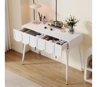 Matteo Modern White Dressing Table With 2 Cloud Drawers & Metal Legs - 100Cm Wide Vanity Desk