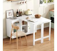 Matteo Modern White Extendable Sideboard With Rotating Bar Table Top & Glass Doors