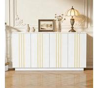 Matteo Modern White & Gold 4-Door Sideboard Cabinet - 140Cm Wide Living Room Storage Unit