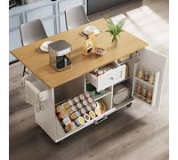 Matteo Modern White Kitchen Island - Multifunctional Storage & Dining Table Matteo White