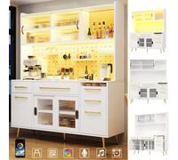 Matteo Modern White Sideboard Cabinet With Smart Led Lighting & Pegboard - Ideal For Kitchen & Living Room Storage