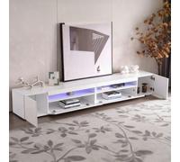 Matteo Modern White Tv Stand With Adjustable Led Lighting, Bluetooth Control, & Usb Port - 240Cm Entertainment Unit