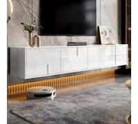 Matteo Modern White Tv Unit - 170Cm High-Gloss, Handleless Design With 3 Doors & 2 Drawers. Wall-Mounted Or Freestanding Media Console