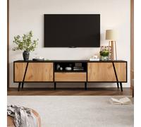 Matteo Modern Wood & Black TV Unit with Storage & Soft-Close Doors Matteo Multicolor