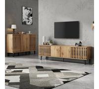 Matteo Modern Wood Effect TV Stand & Sideboard Storage Cabinet Set in Light Brown Matteo Light Brown