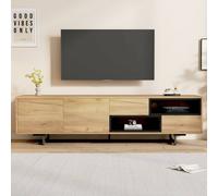 Matteo Modern Wood Grain TV Cabinet - Multi-functional Storage Unit in Natural Matteo Natural