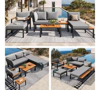 Matteo Modular Aluminium Outdoor Sofa & Coffee Table Set - Grey