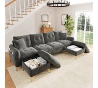 Matteo Modular Chenille Sectional Sofa - Button Tufted - Retro Luxury in Grey Matteo Grey