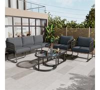 Matteo Modular Garden Lounge Set - Grey Iron Patio Sofa & Coffee Table