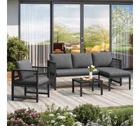 Matteo Modular Garden Sofa Set - 4-5 Seater, Tempered Glass Table - Grey Matteo Grey