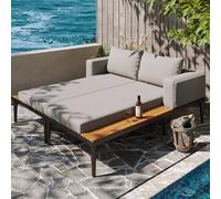 Matteo Modular Outdoor Double Chaise Lounge, Waterproof Cushions in Grey Matteo Grey