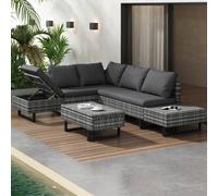 Matteo Modular Poly Rattan Garden Sofa Set with Tables & Cushions - Grey Matteo Grey