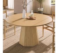 Matteo Oak Effect Round Dining Table, 120Cm, Seats 4-6, Modern Farmhouse Kitchen & Dining Room
