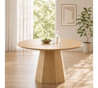 Matteo Oak Wood Effect Farmhouse Round Dining Table - 4-6 Seater in Brown Matteo Brown