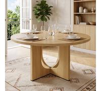 Matteo Oak Wood Effect Round Dining Table - Farmhouse Style - Seats 4-6 in Brown Matteo Brown