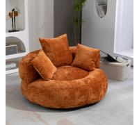Matteo Orange Chenille High Back Bean Bag Chair, Memory Foam Filling Ideal For Gaming Lounging