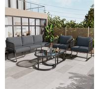 Matteo Outdoor Garden Lounge Set - Thick Cushions, Glass Table, Grey Frame Matteo Grey