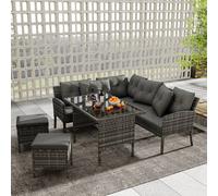 Matteo Outdoor Garden Rattan Corner Sofa Set - Mixed Grey - 6-7 Seater Matteo Grey