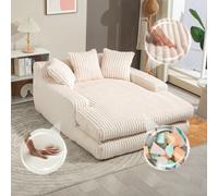 Matteo Oversized Chaise Lounge Chair With 3 Pillows - Beige
