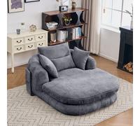 Matteo Oversized Chaise Lounge Sofa - Plush Chenille, Deep Seat & Storage, Grey