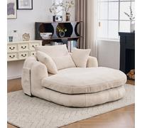 Matteo Oversized Chenille Chaise Lounge Sofa With Pillows - Plush, Modern & Comfy Accent Chair For Living Room
