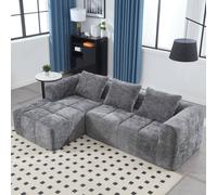 Matteo Oversized Chenille Modular Cloud Sofa - L-Shaped - Modern Sectional in Grey Matteo Grey