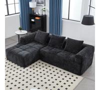 Matteo Oversized Cloud Modular L-Shaped Sofa In Black Chenille