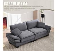 Matteo Oversized Corduroy Loveseat - Dark Grey - Modern 2 Seater Sofa Matteo Dark Grey 2 Seater